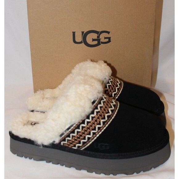 UGG DISQUETTE ATHERSON SUEDE COMFORT WOMEN'S SLIPPERS SIZE US 8 NIB BLACK - Picture 2 of 7